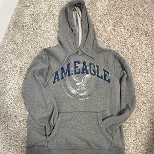 American Eagle Outfitters Gray Fleece with Blue Text